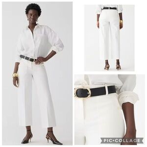 J. Crew Wide Leg Pant in Bi-Stretch Cotton Blend White Pants Size 12P NWT
